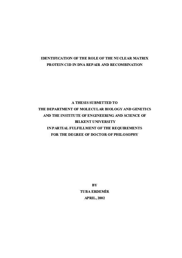 (PDF) Identification of the Role of the Nuclear Matrix Protein C1D in ...