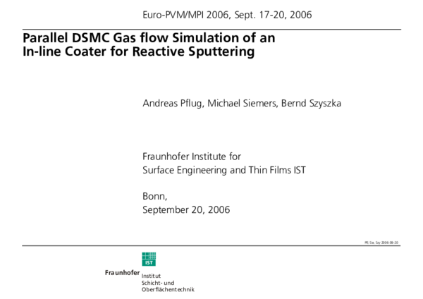 (PDF) Parallel DSMC Gasflow Simulation of an In-Line Coater for ...