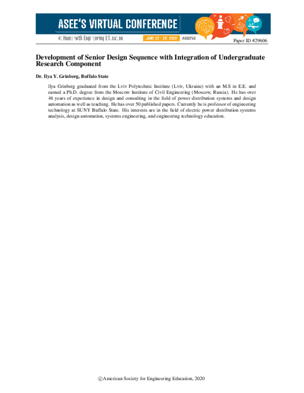 (PDF) Development of Senior Design Sequence with Integration of ...