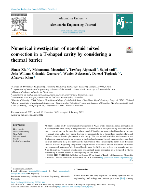 (PDF) Numerical investigation of nanofluid mixed convection in a T ...