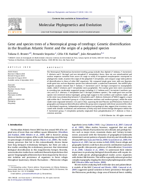 (PDF) Gene and species trees of a Neotropical group of treefrogs ...