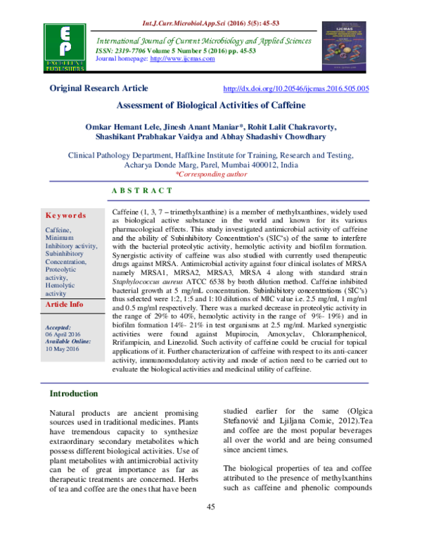 (PDF) Assessment of Biological Activities of Caffeine