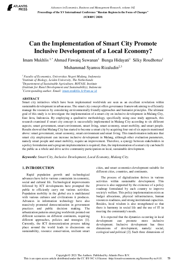 (PDF) Can the Implementation of Smart City Promote Inclusive ...