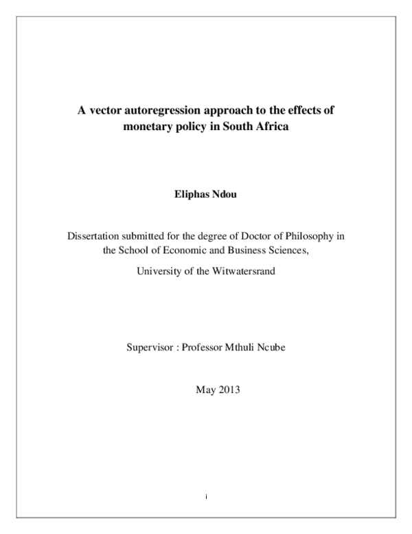 (PDF) A vector autoregression approach to the effects of monetary ...