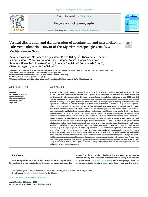 (PDF) Vertical distribution and diel migration of zooplankton and ...