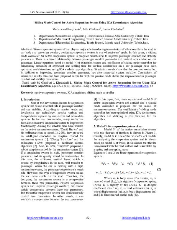 (PDF) Sliding Mode Control for Active Suspension System Using ICA ...