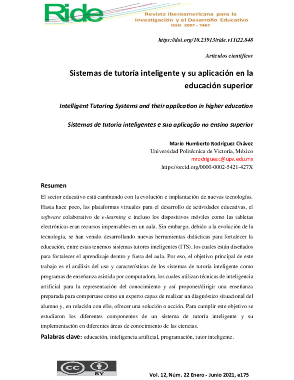(PDF) Sistemas de tutoría inteligente y su aplicación en la educación ...