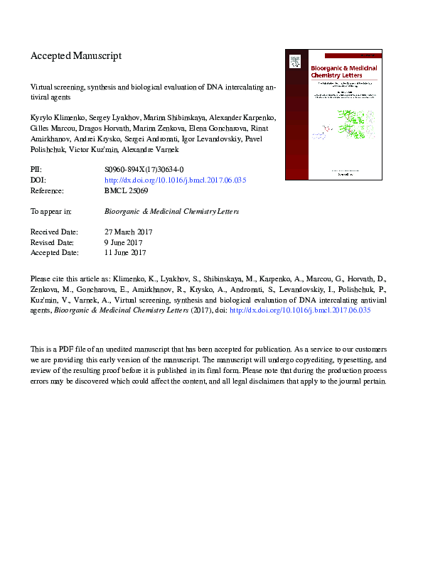 (PDF) Virtual screening, synthesis and biological evaluation of DNA ...