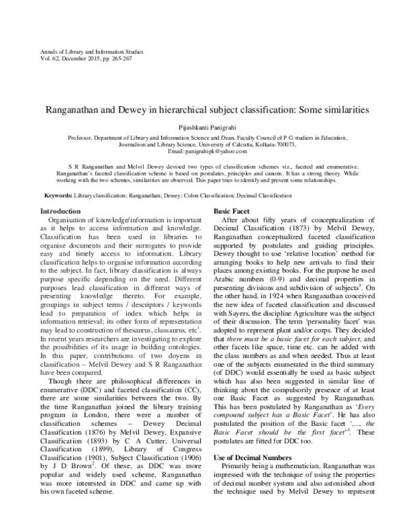(PDF) Ranganathan and Dewey in hierarchical subject classification ...