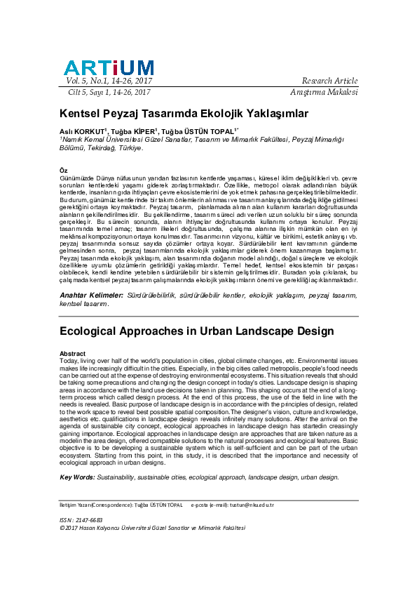 (PDF) Ecological Approaches in Urban Landscape Design