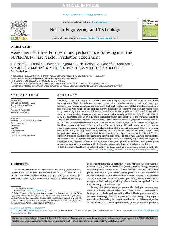 (PDF) Assessment of three European fuel performance codes against the ...