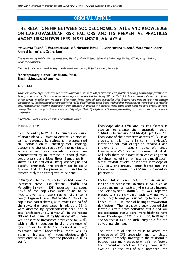 (PDF) The Relationship Between Socioeconomic Status and Knowledge on ...