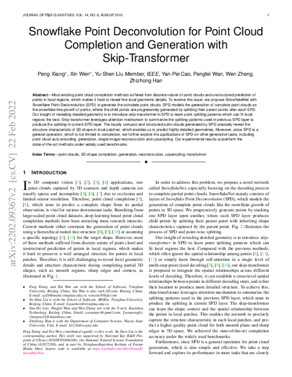 (PDF) Snowflake Point Deconvolution for Point Cloud Completion and ...