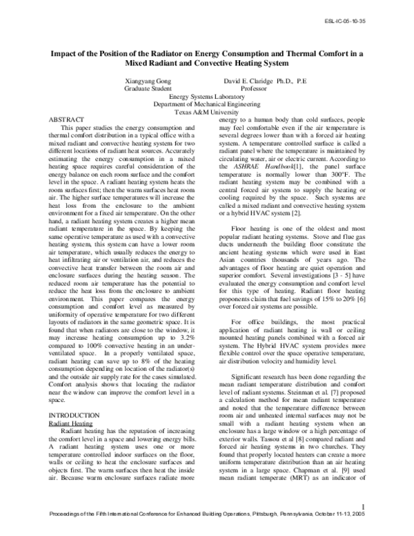 (PDF) Impact of the Position of a Radiator to Energy Consumption and ...