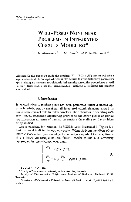 (PDF) Well-posed nonlinear problems in integrated circuits modeling