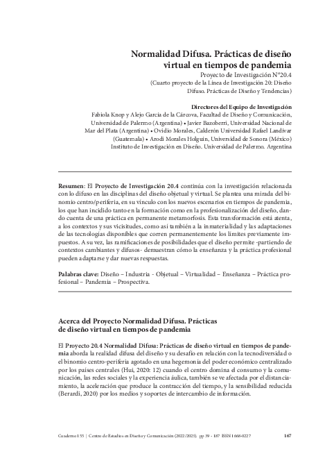 (PDF) Normalidad Difusa. Prácticas de diseño virtual en tiempos de pandemia