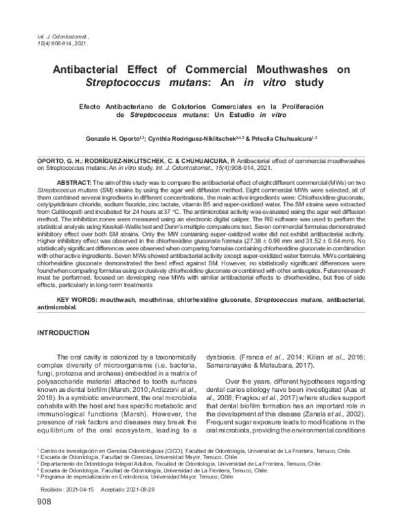 (PDF) Antibacterial Effect of Commercial Mouthwashes on Streptococcus