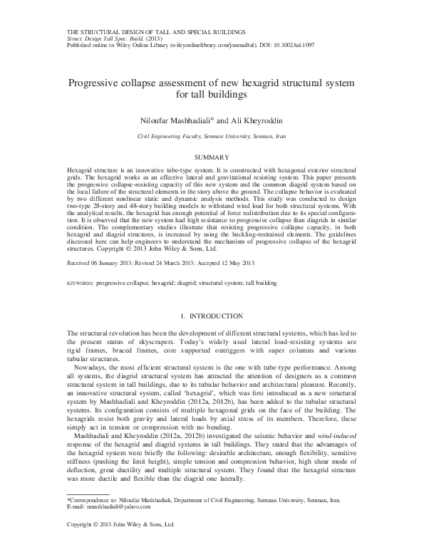 (PDF) Progressive collapse assessment of new hexagrid structural system ...