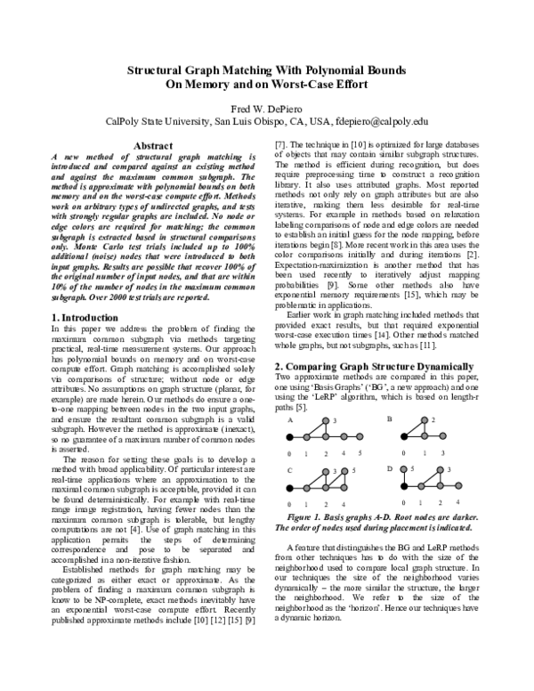 (PDF) Structural graph matching with polynomial bounds on memory and on ...
