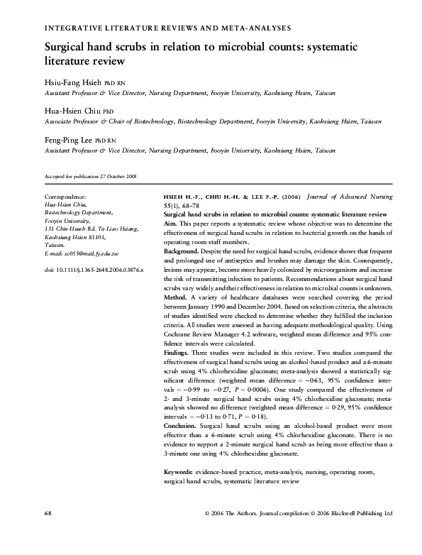 (PDF) Surgical hand scrubs in relation to microbial counts systematic