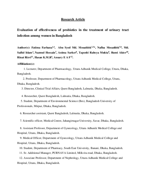 (PDF) Evaluation of the effectiveness of probiotics in the treatment of