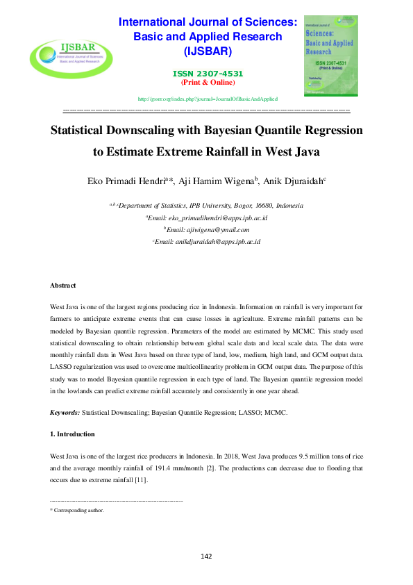 (PDF) Statistical Downscaling with Bayesian Quantile Regression to ...
