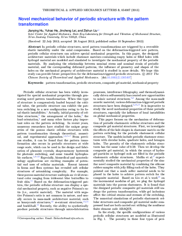 (PDF) Novel mechanical behavior of periodic structure with the pattern ...