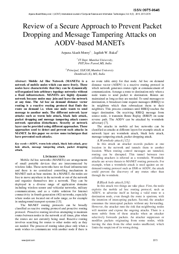 (PDF) Review of a Secure Approach to Prevent Packet Dropping and ...