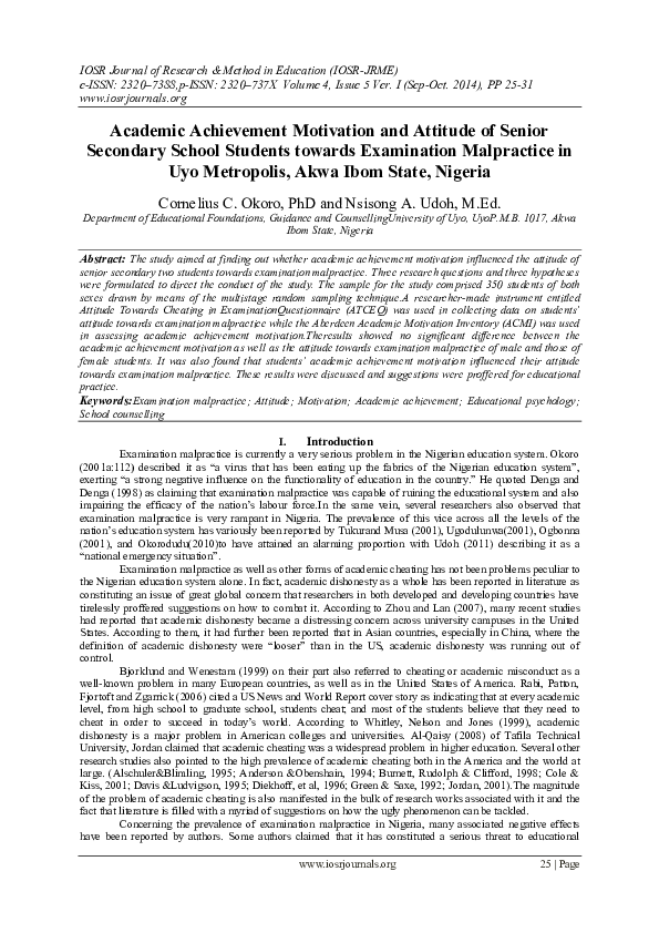 (PDF) Academic Achievement Motivation and Attitude of Senior Secondary ...