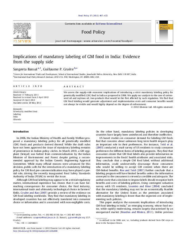 pdf-implications-of-mandatory-labeling-of-gm-food-in-india-evidence