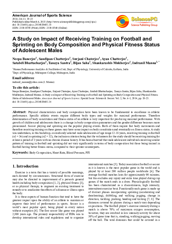 (PDF) A Study on Impact of Receiving Training on Football and Sprinting ...