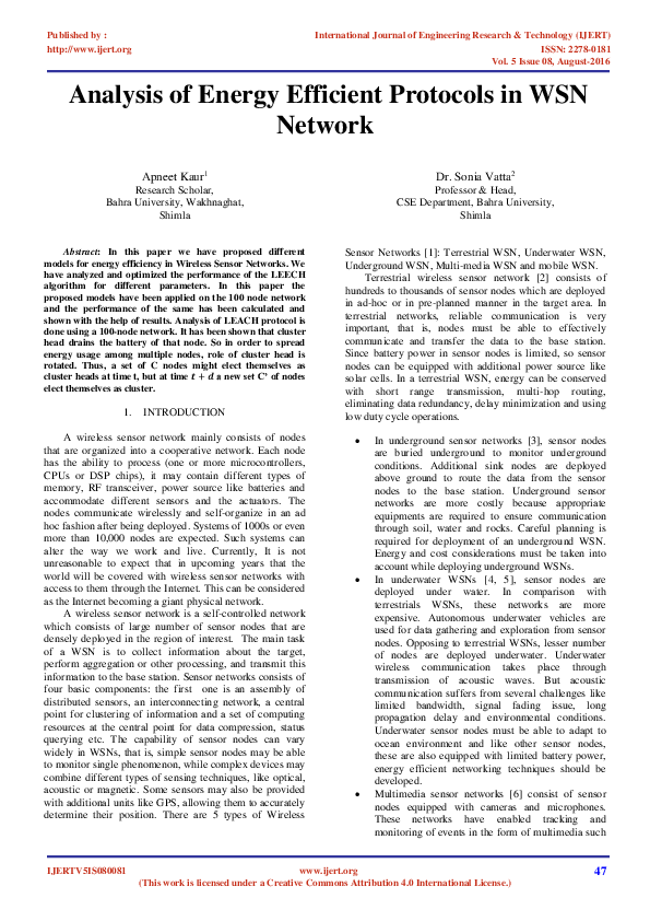 (PDF) Analysis of Energy Efficient Protocols in WSN Network