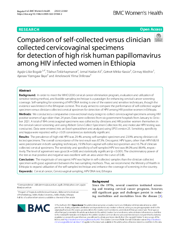 (PDF) Comparison of self-collected versus clinician collected ...