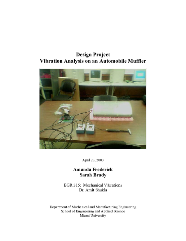 PDF) Design Project Vibration Analysis on an Automobile Muffler