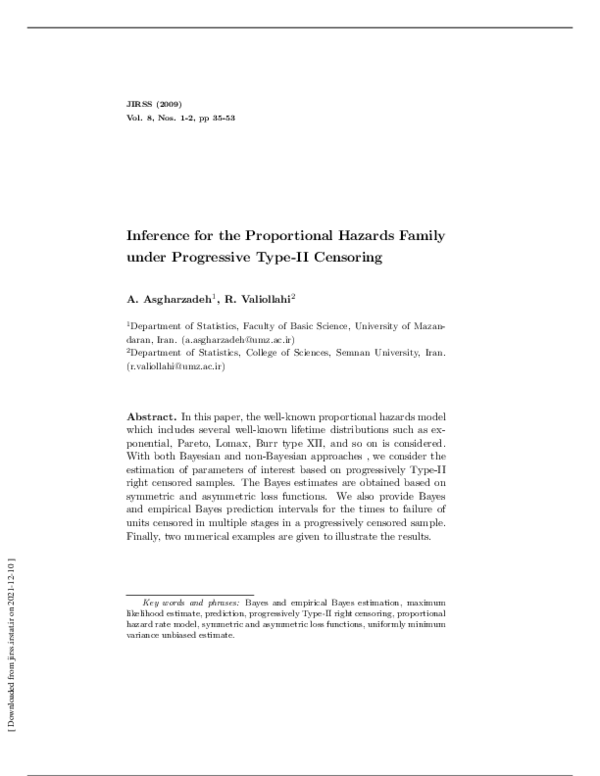 (PDF) Inference for the Proportional Hazards Family under Progressive ...
