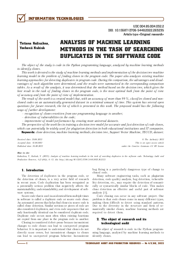 (PDF) Analysis of machine learning methods in the task of searching ...