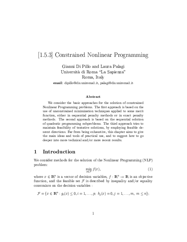 (PDF) Constrained Nonlinear Programming