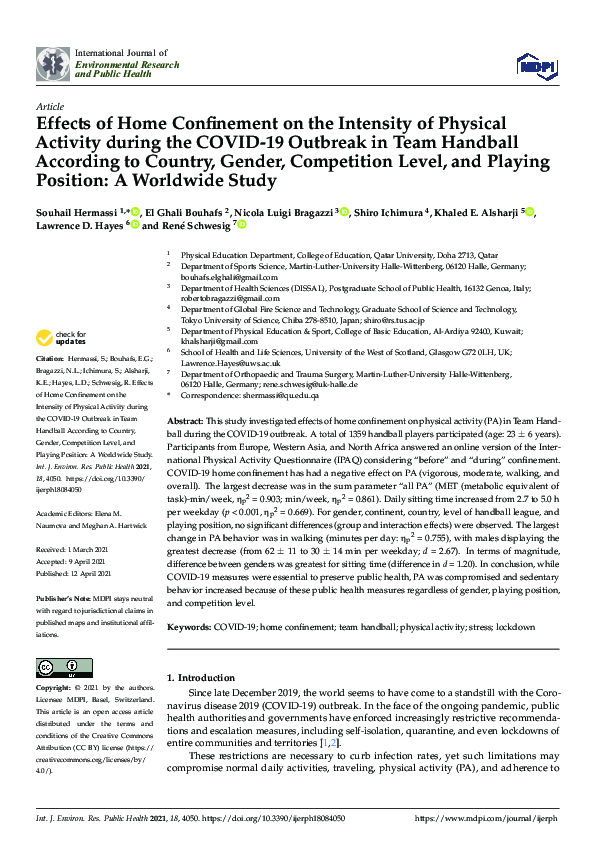 (PDF) Effects of Home Confinement on the Intensity of Physical Activity ...