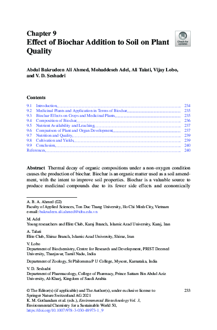 (PDF) Effect of Biochar Addition to Soil on Plant Quality