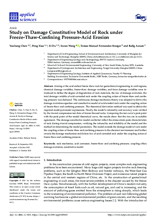 (PDF) Study on Damage Constitutive Model of Rock under Freeze-Thaw ...