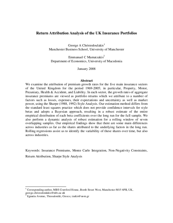 (PDF) Return attribution analysis of the UK insurance portfolios