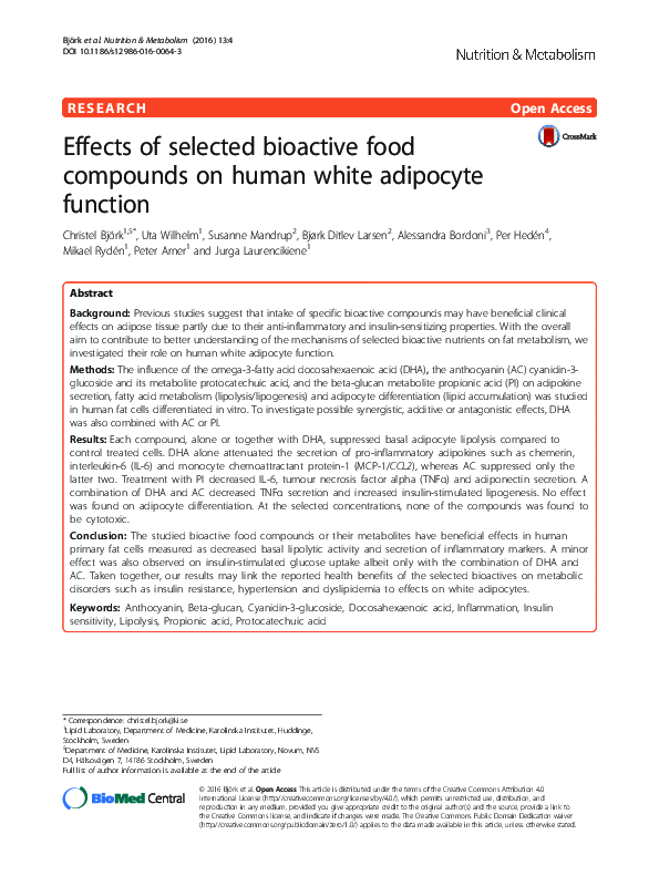 (PDF) Effects of selected bioactive food compounds on human white ...