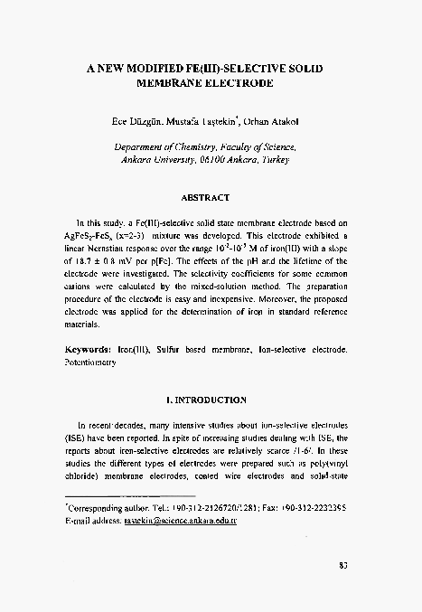 (PDF) New Modified Fe(III)-Selective Solid Membrane Electrode | Ece ...
