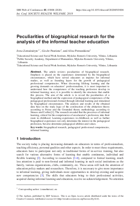 (PDF) Peculiarities of biographical research for the analysis of the ...