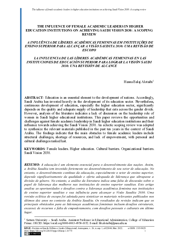(PDF) The influence of female academic leaders in higher education ...