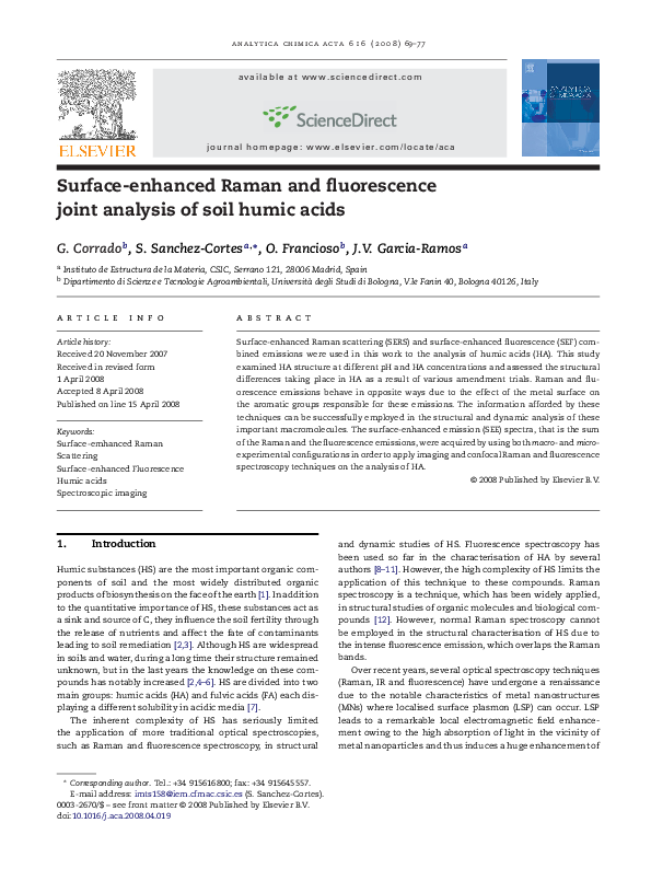 (PDF) Surface-enhanced Raman and fluorescence joint analysis of soil ...