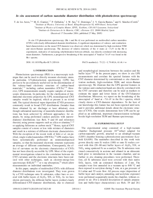 (PDF) In situ assessment of carbon nanotube diameter distribution with ...