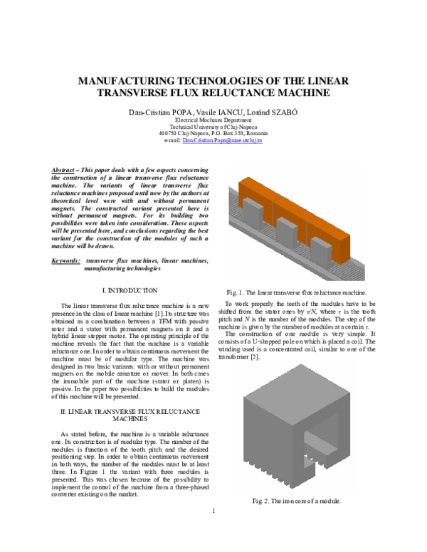 (PDF) Manufacturing Technologies of the Linear Transverse Flux ...