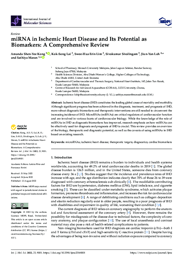 (PDF) miRNA in Ischemic Heart Disease and Its Potential as Biomarkers ...