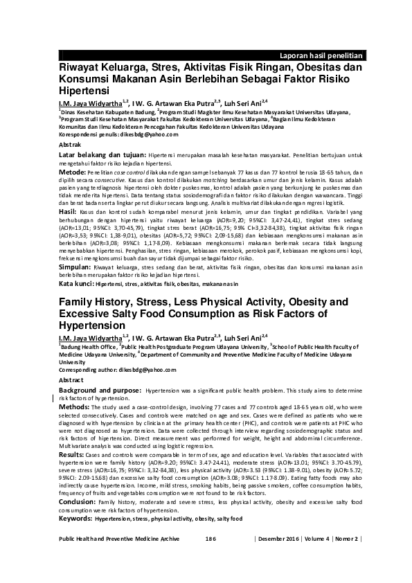 (PDF) Family History, Stress, Less Physical Activity, Obesity and ...